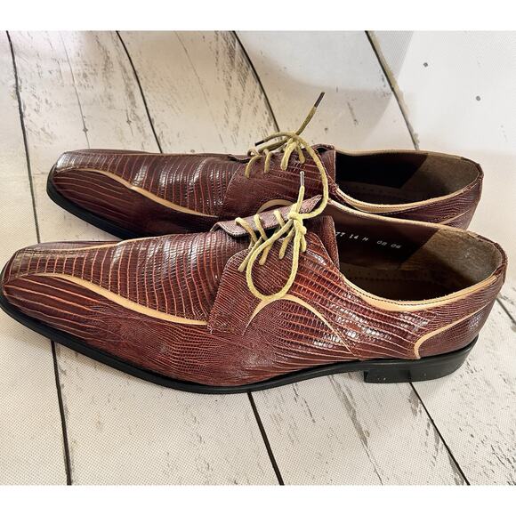 Sz 14 Stacy Adams Burgundy Beige Animal Print Leather Oxford Lace Up Dress Shoes main image 10